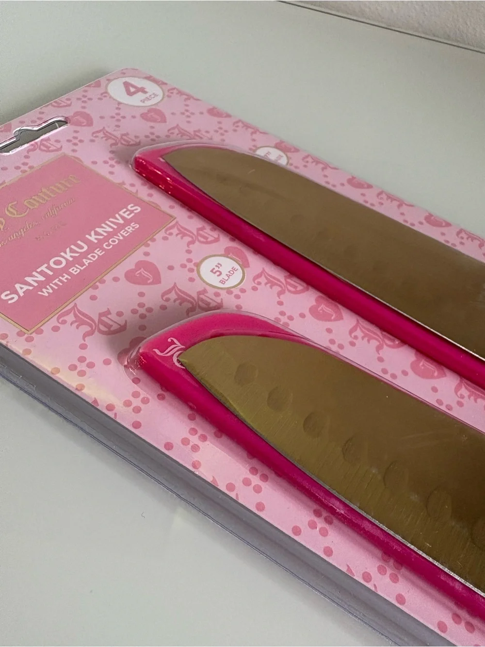 🌸Juicy Couture Home 4-Piece Santoku Knife Set Pink Gold NWT